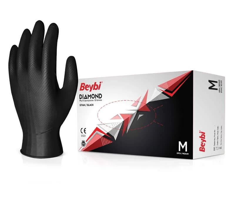 Diamond Black Nitrile Gloves - Box of 100