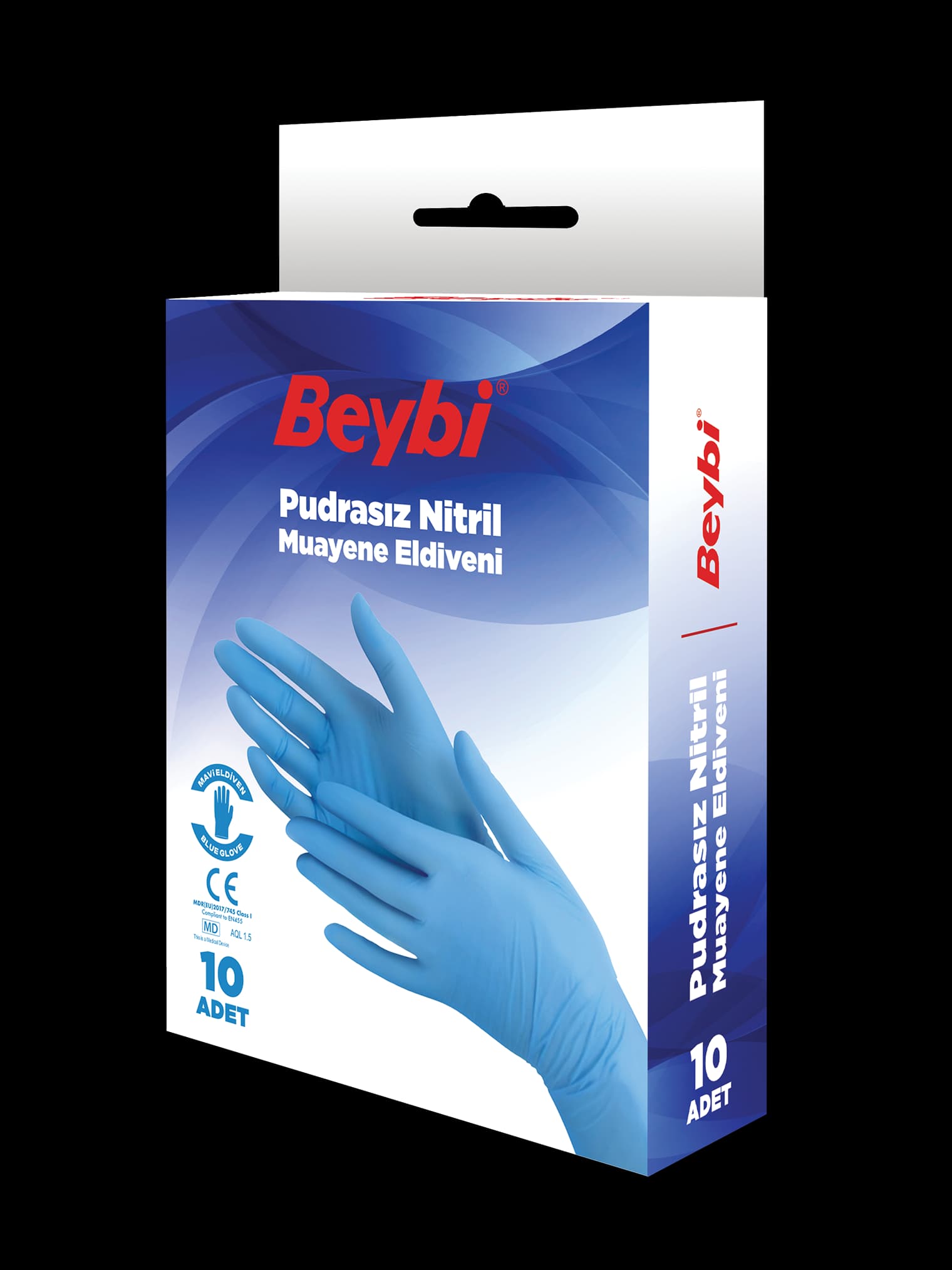 Powder Free Blue Nitrile Examination Gloves Box of 10 — 1