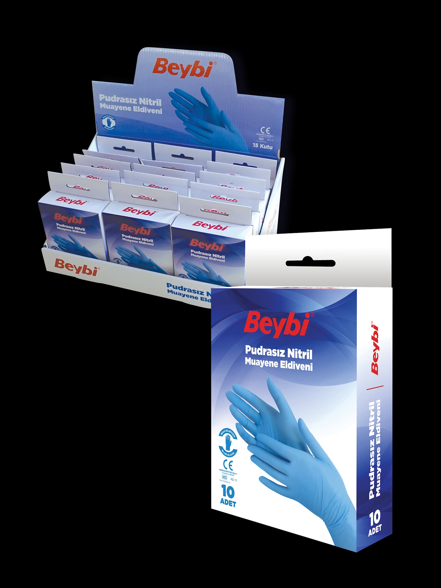 Powder Free Blue Nitrile Examination Gloves Box of 10 — 2