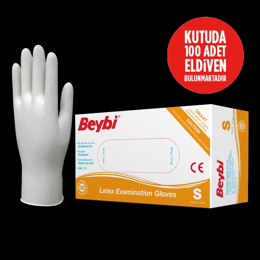 Powdered Latex Examination Gloves - Box of 100 — 3